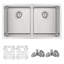 Évier de cuisine à double cuve encastrable ou encastrable 31 po x 18 po en acier inoxydable de calibre 16 avec deux grilles 50/50