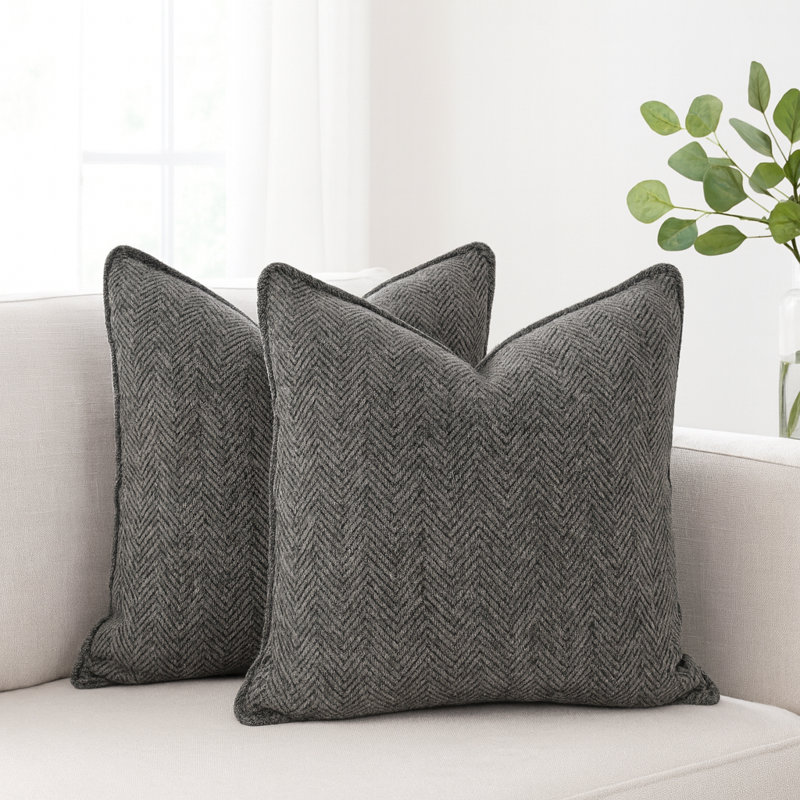 Housses de coussin Chevron , H 20 po x l 20 po, Gris, Housse de coussin seulement - sans coussin