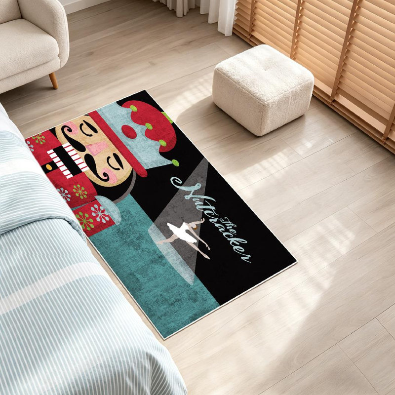 Tapis d'intérieur transparent lavable à la machine, motif soldat de bois de Noël., Rectangle 32 po x 47 po