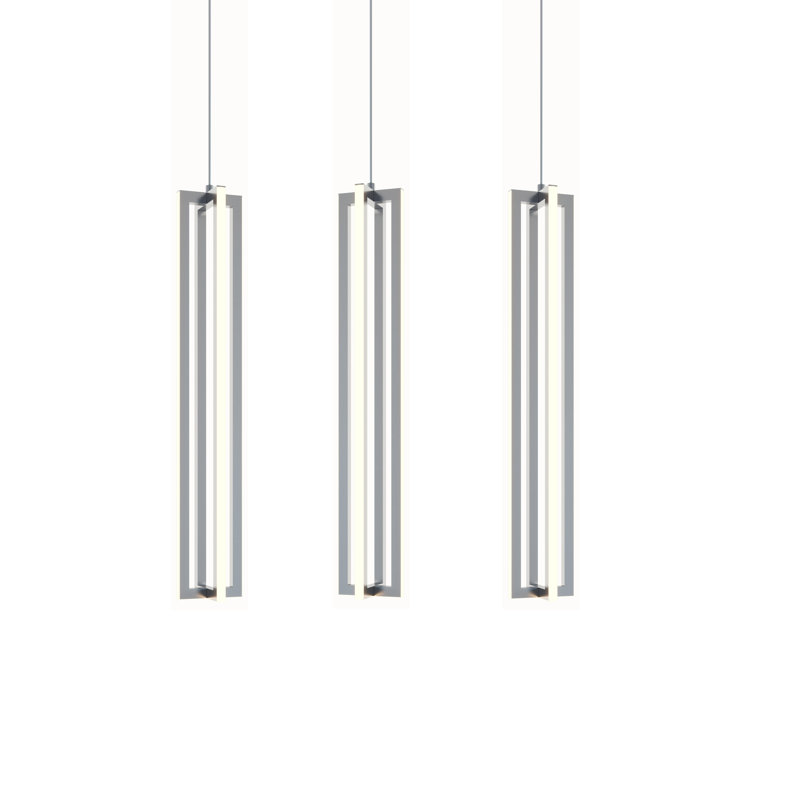Luminaire suspendu linéaire à 1 lumière pour îlot de cuisine Morairity, H 24 po x l 5 po x P 36 po, Nickel satiné