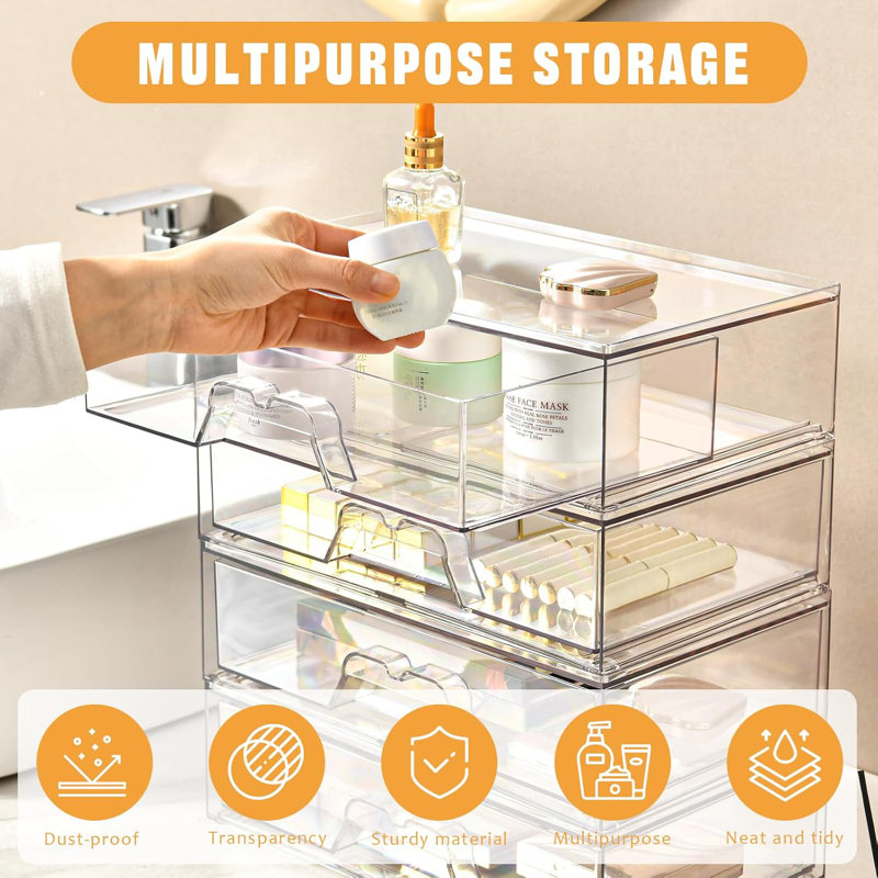 Ensemble de 3 organisateurs de maquillage empilables en acrylique
