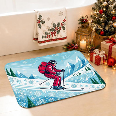 Tapis de salle de bain Winter Skier Mountain, 20 x 32 po