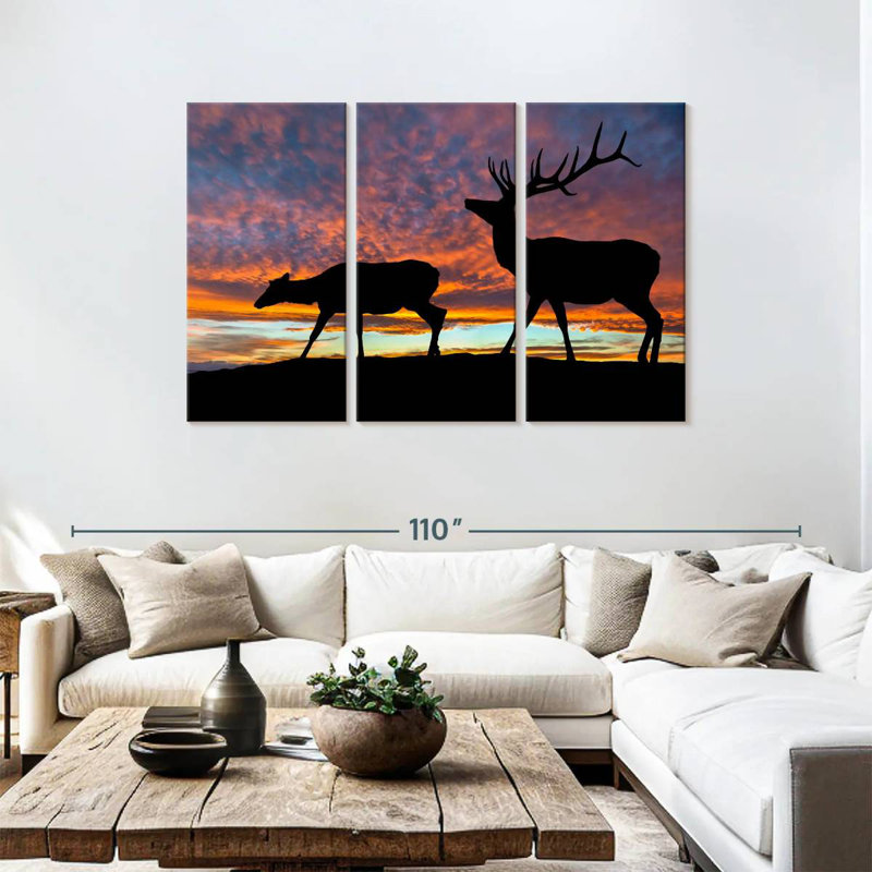Brampt Elk Sunset Silhouette, 48" H x 74" W