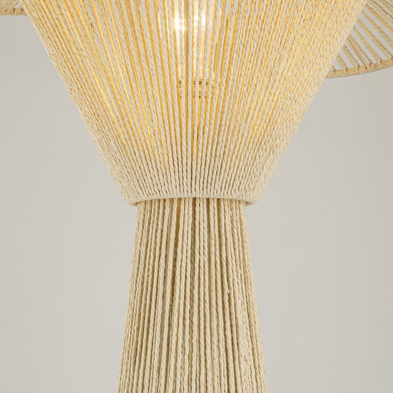 Lampe sur pied côtière moderne 1 lumière 60 po avec abat-jour en rotin tissé à la main Eira