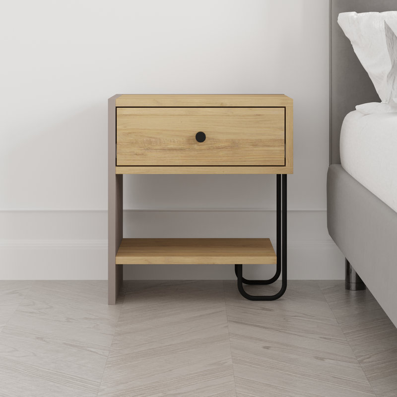 Brygida Bedside Table, Saphire Oak/Light Mocha