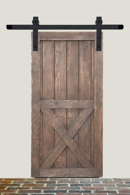 Ensemble de quincaillerie de porte de grange simple à roulement carré à fermeture carrée