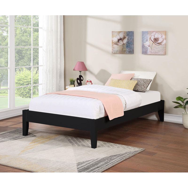 Lit plateforme en bois de moscaritolo, Lit double, Noir