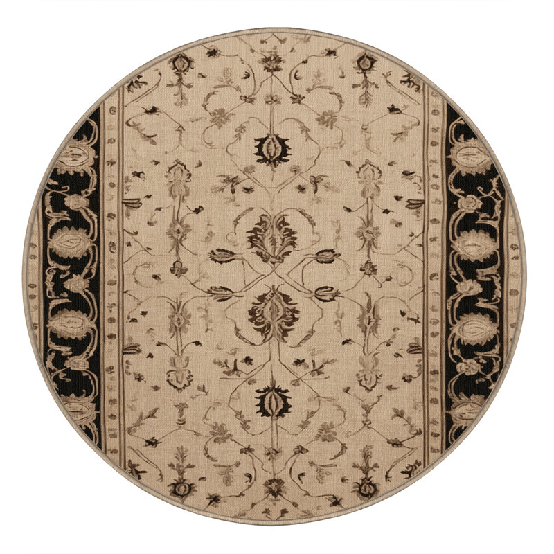 Tapis brun français lavable à la machine, Rond 8 pi