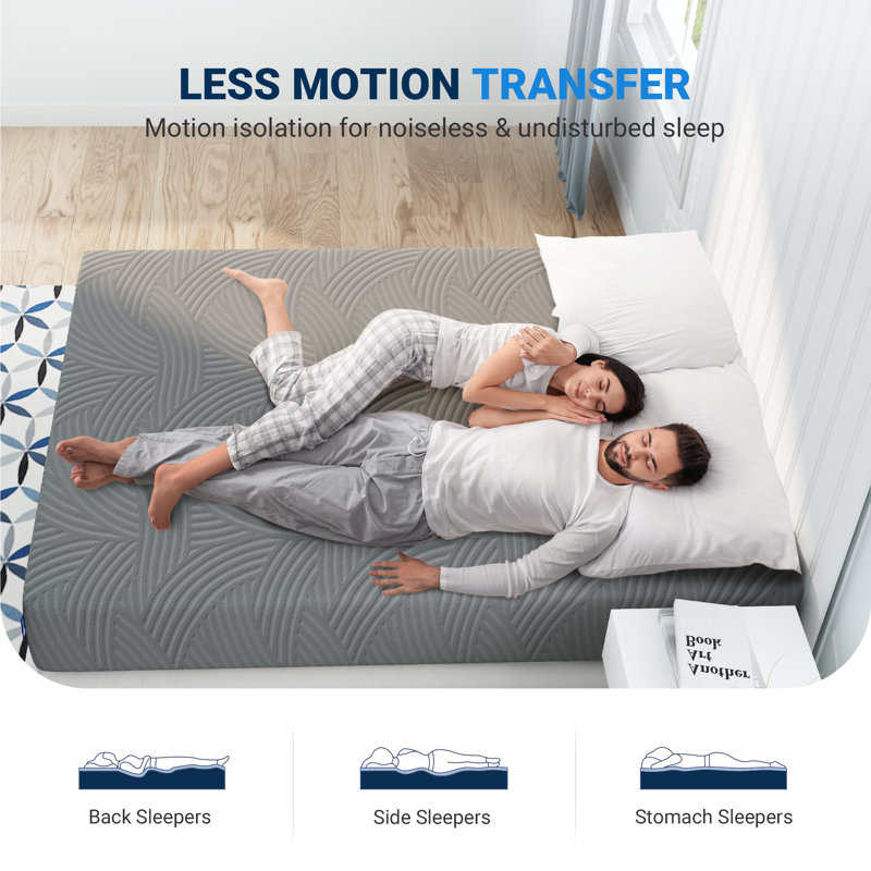 Matelas en mousse à mémoire de forme mi-ferme 8 po infusé au charbon, Grand lit