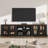 90" Farmhouse TV Stand With LED Light, Glass Cabinet & Open Shelves, Fits Tvs Up To 100"-2021562530-2021562528