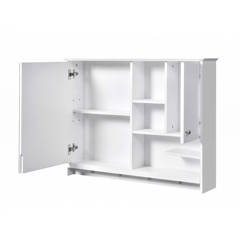 Pharmacie murale 36 pouces avec porte miroir et tablette ajustable, Blanc