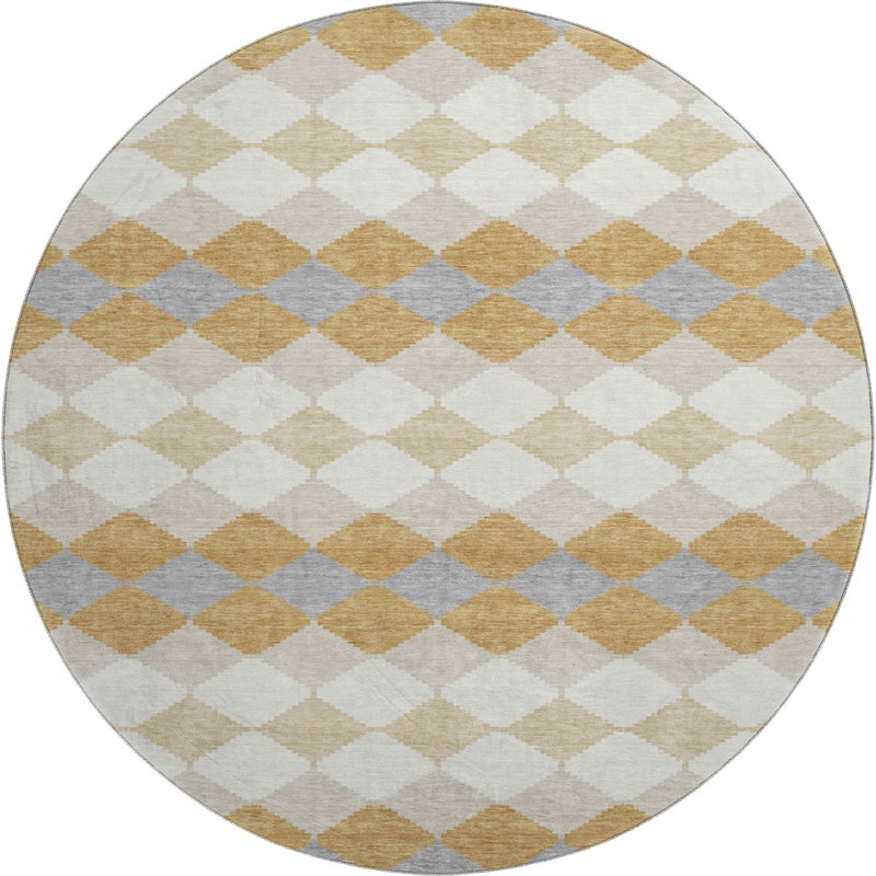 Premium Machine Washable Bunderberg AMF1007 Geometric Rug, Round 8'