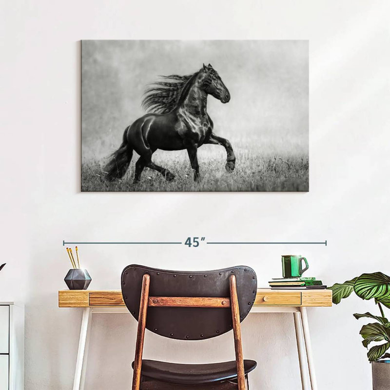 Black Friesian, 26" H x 39" W