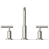 Purist® Widespread Faucet with Drain Assembly Low Lever Handles and Low Gooseneck Spout