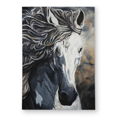 Front Wild Horse Outdoor Area Rug | Gray Home Decor