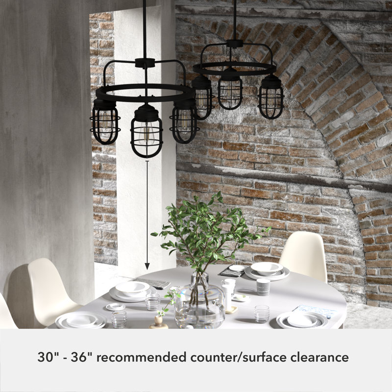 Starklake 3 Light Chandelier Statement Wagon Wheel Chandelier, Black