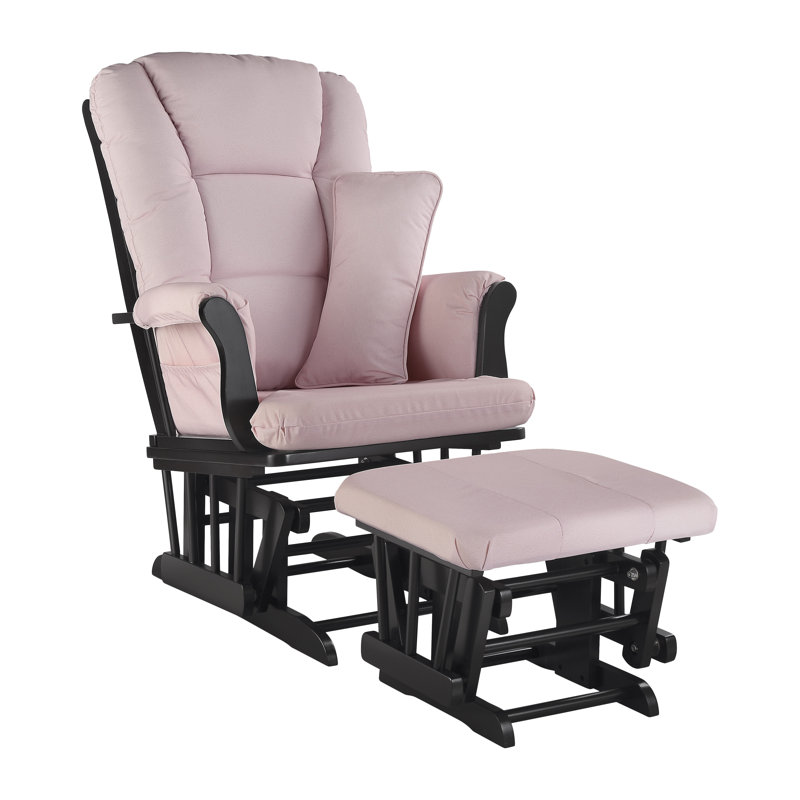 Tuscany Rocking Chair Glider with Ottoman, Black, Pink Blush Swirl