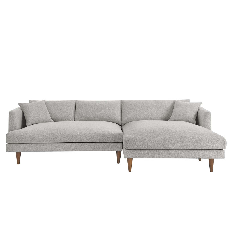 Modway Zoya 2 - Piece Upholstered Sectional, Gray 100% Polyester, Right Hand Facing
