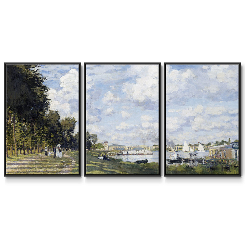 3 pièces Monet, Noir, H 24 po x l 48 po x P 2 po