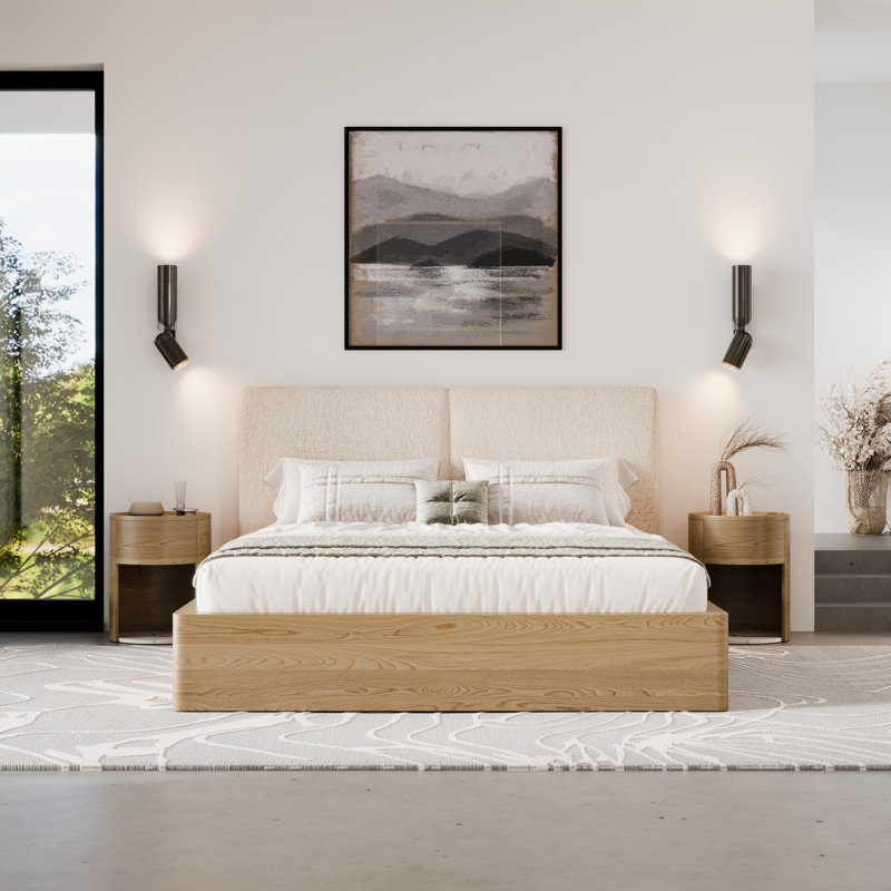 Verona King Wood Bed With Upholstered Headboard, King