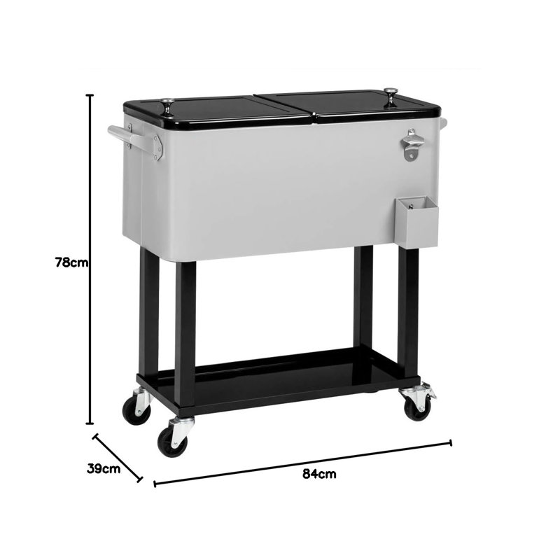 Metal Bar Cart, Grey, Black