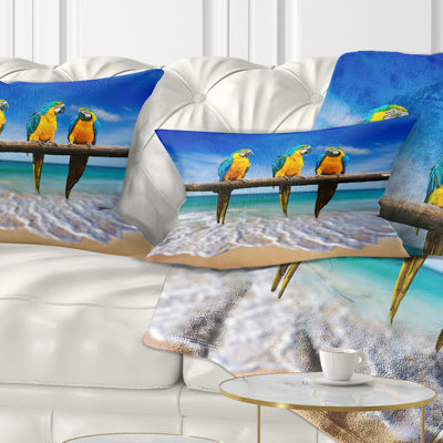 Oreilles bleues et dorées à la plage - Coussin imprimé Beaches