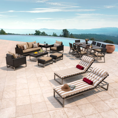 Ensemble de patio 18 pièces en rotin avec coussins Sunbrella