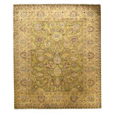 Hand Knotted Wool Oriental Area Rug in Light Green And Cream