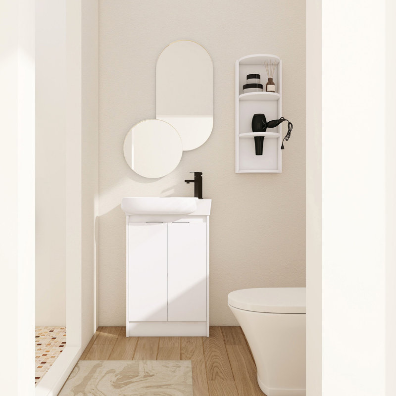 Meuble-lavabo autoportant de 23 po avec lavabo et support de rangement, portes à fermeture douce