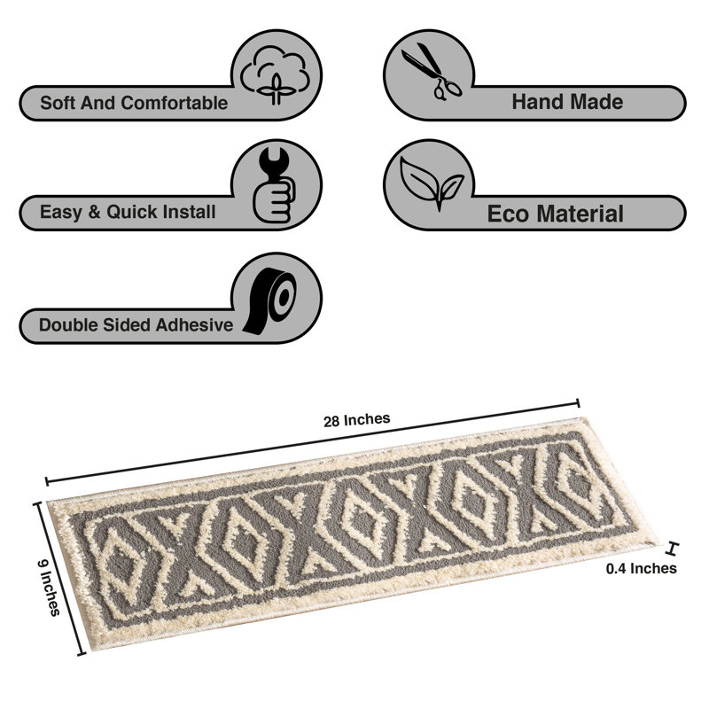 Tapis d'escalier géométrique gris