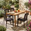 Ensemble complet de salle à manger d'extérieur 5 pièces avec table en acacia durable et chaises en rotin PE respirant