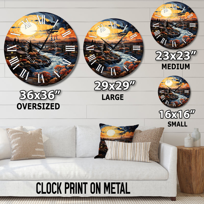 Horloge murale Vangogh Village At Sunset I - Vangogh, Grand
