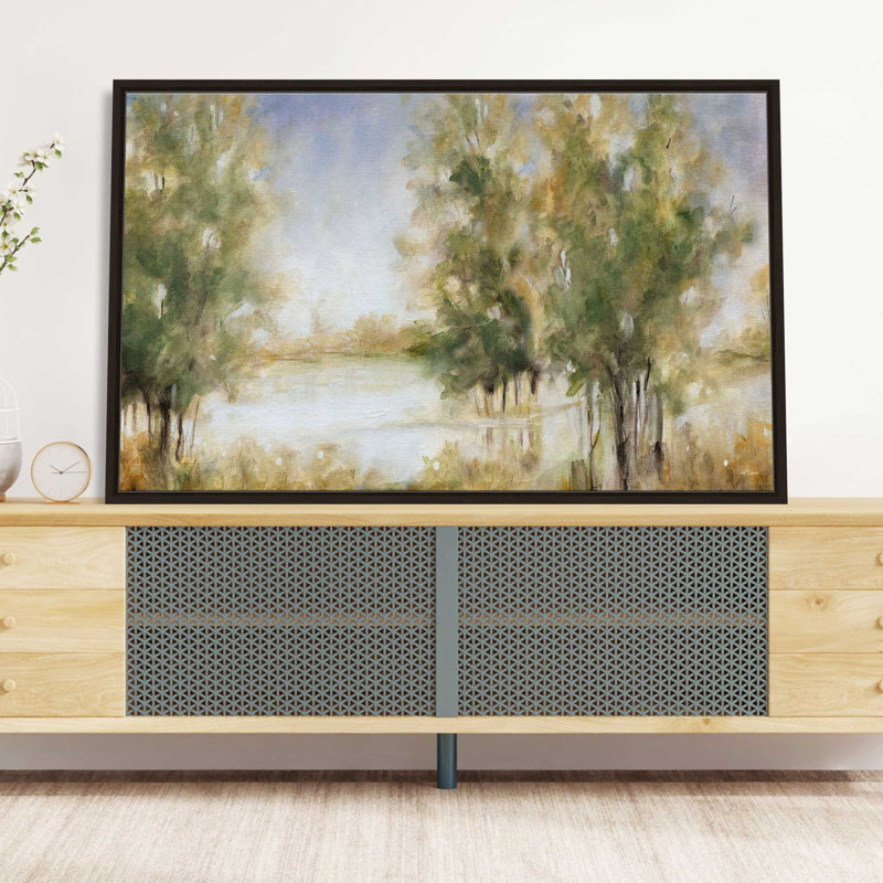 Waterway Grove par Carol Robinson - Peinture, L 63,5 po x H 39,5 po, Encadrement chocolat vieilli