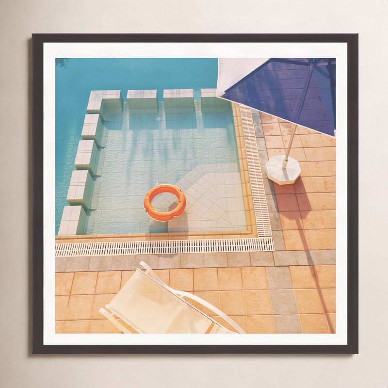Cassia Beck Swimming Pool by Cassia Beck, 20" H x 20" W x 0.75" D, Espresso Single Framed, Yes