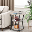 Jalane Tall End Table with 2 USB Ports, 2 Power Outlets, and 3-Tier Storage Shelves-46063614