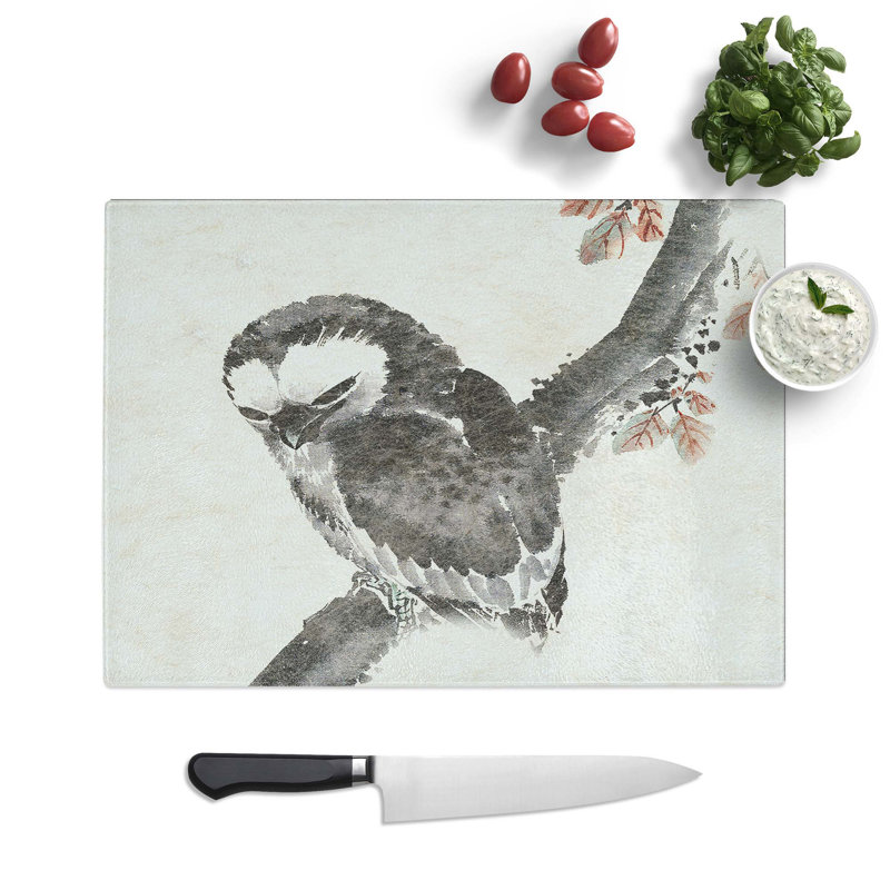 Tempered Glass Owl in the Tree by Katsushika Hokusai Chopping Board, 39 cm W x 28.5 cm L