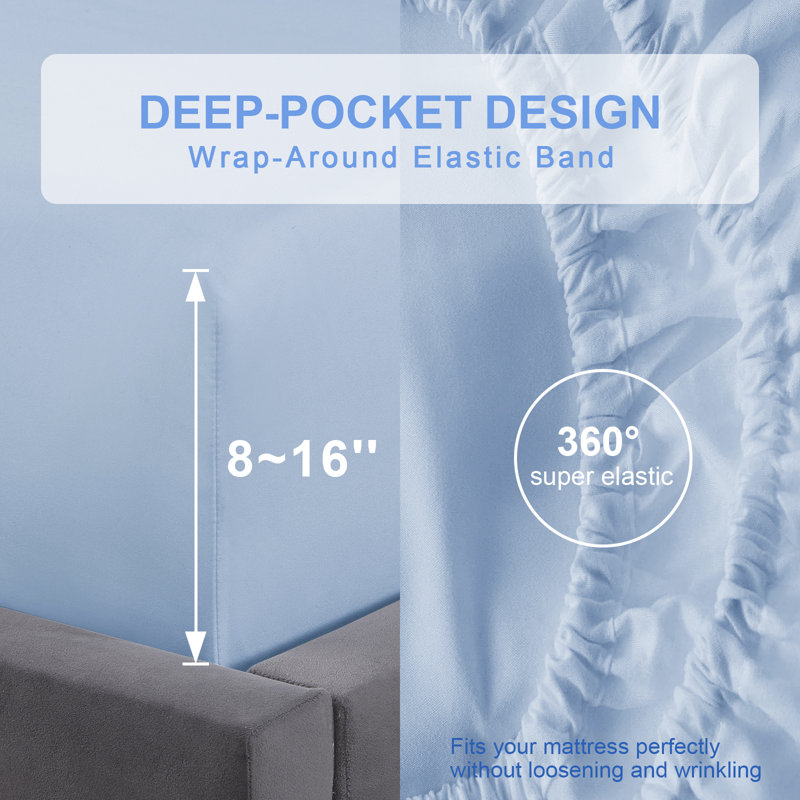 Ensemble de literie pour grand lit en microfibre à séchage rapide Six pièces, Bleu