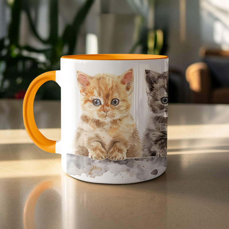 Ceramic Coffee Mug, 2, Orange