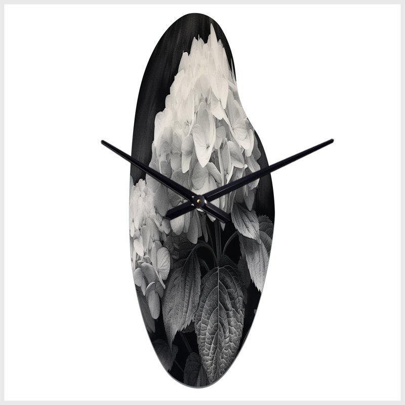 Jonesberg - Curved Shape Decorative Grey Floral Wall Clock, Moyenne