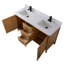Meuble-lavabo double 60 po avec finition blanche et chêne brun avec plateau blanc