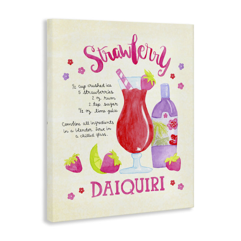  «Strawberry Daiquiri Recipe», art mural sur toile par Jessica Weifle, H 20 po x l 16 po