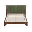 Cadre de lit grand en bois de pin de qualité supérieure, cadre de lit grand avec tête de lit inclus, lit Mid Century Modern, couleur noyer et vert-129523326-129523327