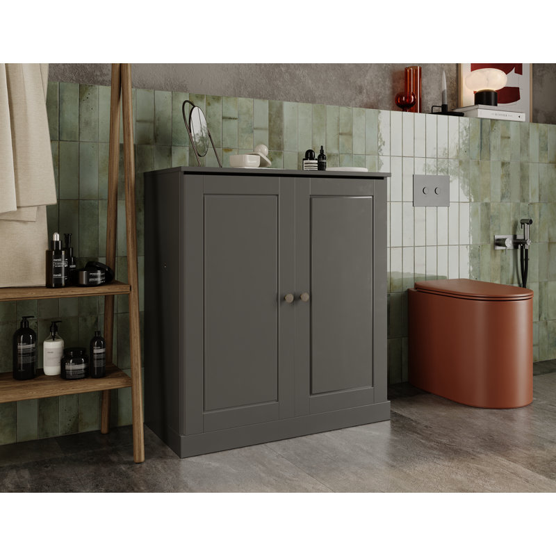 Palace Imports 100% Solid Wood Short Bathroom Linen Cabinet with Doors & Drawers, Adjustable Shelves, Modular Bathroom & Laundry Storage Cabinet, 32" W x 35.75" H