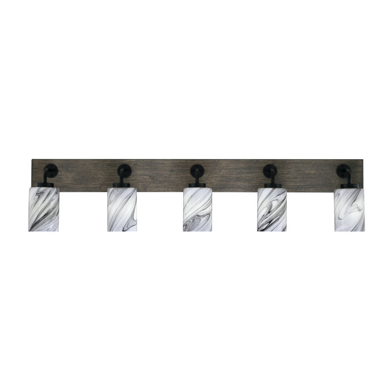 Barre d'éclairage de salle de bain 5 lumières Oxbridge, Noir mat / gris vieilli