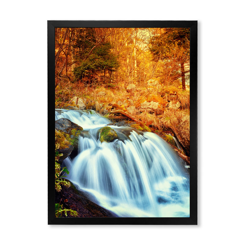 «Beautiful Autumn Forest Waterfall VII», reproduction d'art sur toile traditionnelle, H 12 po x l 20 po x P 1 po