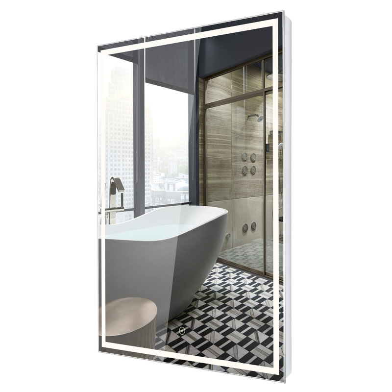 Attache Rectangle LED Backlit Wall Mounted Bathroom Mirror, 32" x 24"