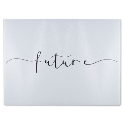 Text Future Designer Glass Chopping Board