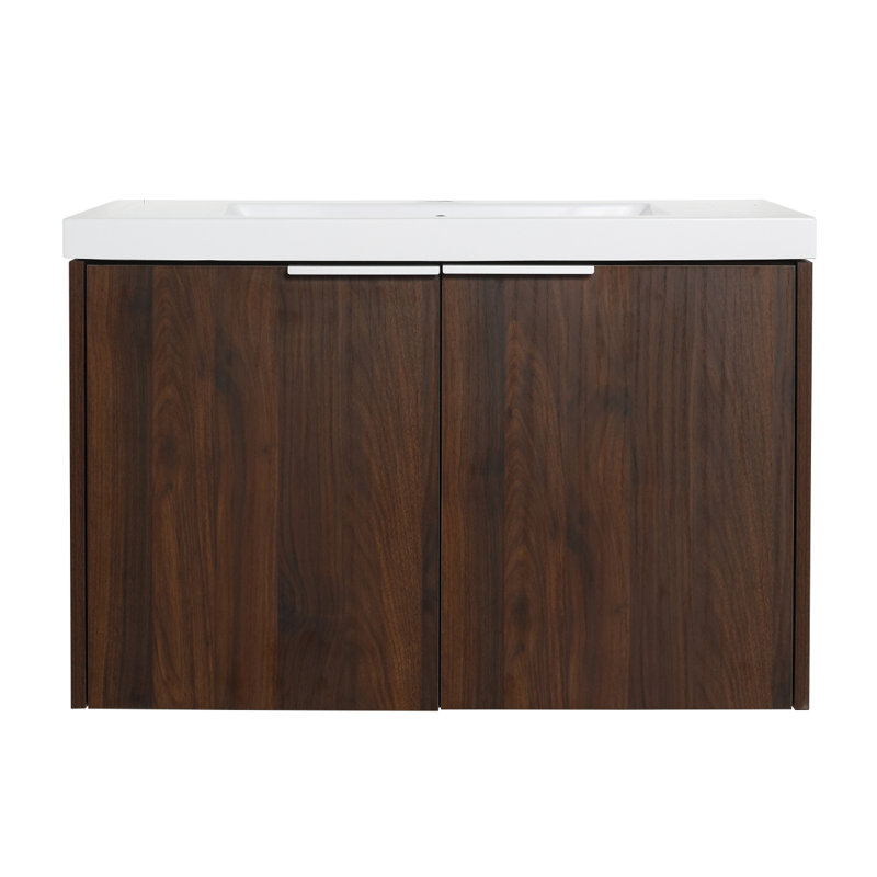 Meuble-lavabo à fermeture en douceur avec lavabo, Noyer de Californie, 71"