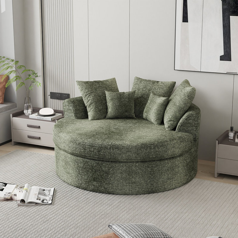 Fauteuil demi-tonneau en chenille avec coussins de 61 po Boneless, Vert