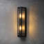 Luminaire mural d'extérieur noir moderne à 2 lumières H20 "avec capteur de crépuscule et porte de garage en verre trempé transparent résistant aux intempéries